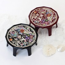 [박씨상방] 나전칠기 채색 12각 자개 미니소반 2호, 매조빨강