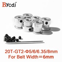 3D 프린터 부품 액세서리 GT2 20 치아 보어 4/5/6/6.35/8mm 타이밍 알루미늄 풀리 오픈 동기 벨트에 적합, 05 8mm_01 6mm_03 3pcs