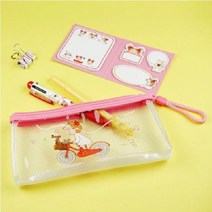 일본 코코 클리어 투명 필통, 핑크