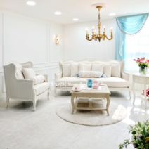 리노앤틱 화이트 쉐비 프렌치 프로방스 앤틱가구 3인 소파+1인 소파+소파테이블, 소파테이블