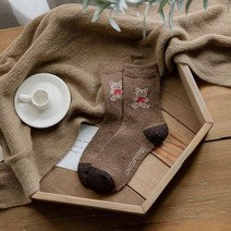 빵발효기 제빵발효기 발효기 신제품 레트로 카와이 곰 양말 1 쌍 여성용 따뜻하고 두꺼운 면 커피 패션, 04 04_01 EU34-42