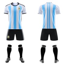 2022 월드컵 아르헨티나 반팔 유니폼 홈 어린이 유니폼 성인 축구복 상하의 세트