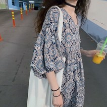 루아 패턴 롱원피스 여름 휴양지 원피스 휴가 바캉스 루즈핏 호캉스 에스닉 여행 필수 코디