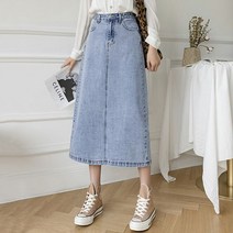 올리비에스클로젯 단추 포인트 데님 롱 스커트 O2302SK010A