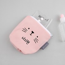 디자인아지트 주문제작 네임 약파우치 해피페이스, 고양이, 핑크