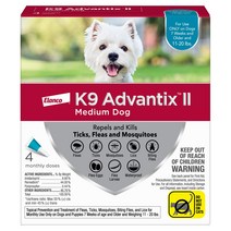 강아지 반려견 k9 advantix ii 벼룩 및 진드기 예방 4개월/6개월 [중소형견], 4개월분