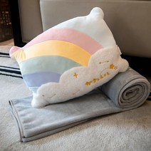 큐트 하트 스타 무지개 베개 쿠션 선물 클라우드, 사각 구름 블루(42x30cm)+담요 1, 기타
