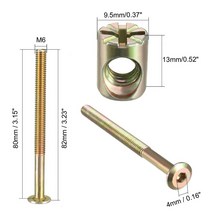 볼트너트 육각 나사 Uxcell-가구 볼트 너트 세트 육각 소켓 나사 배럴 필립스 슬롯 M6x80 M6x100 구색 키, 04 M6x120mm