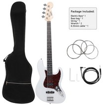 베이스기타입문 irin 4 strings 일렉트릭 베이스 기타 20 프렛 재즈 베이스, 흰색 세트 1