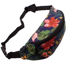 Topkids Accessories 패션 범 백 플로럴 범백 페스티벌 여성용 여행 가방 허리 패니 팩 성인 여성 남성용 플라밍고 라이트 블루 백 493098, Flamingo Navy