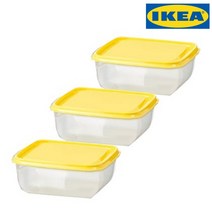 이케아 PRUTA 프루타 반찬용기 옐로 0.6L 3개입 밀폐용기