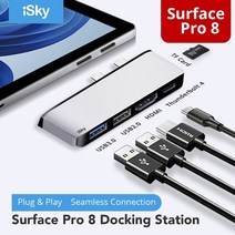 ISky for Microsoft Surface Pro8 어댑터 프로 8 표면 독 스테이션 USB3.0 TF 허브 포트 복제기 프로 8, [01] BlackLAN