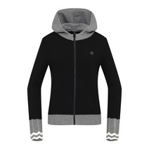 JDX 여자 컬러 배색 후드크림 가을 기능성 골프 가디건 2SCU7311 블랙