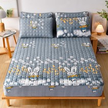 라지킹침대 두꺼운 퀼트 매트리스 커버 킹 퀸 침대 시트 항균 패드 베개 없음 1 개, 06 2pcs 47x74pillowcase, [06] kaixintu