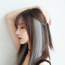 여자 붙임머리 브릿지 헤어 피스 부분 가발 옴브레 똑딱이 스트레이트 웨이브 36컬러, 1개, 11_콘플라워블루-얇은 스트레이트