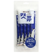 미라클 캣쮸 (13g X 5개) 6종 소고기 치킨 참치 도미 연어 고양이간식, 1개, 참치+치킨