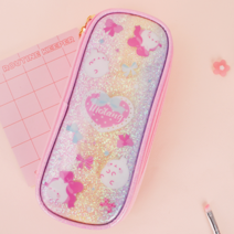 몰랑 그라데이션 에나멜 필통파우치 필기구 펜슬 원단 캐릭터 필통, 핑크