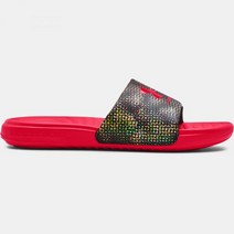 키즈 UA 언더아머 언더아머 안사 그래픽 슬라이드 샌들 샌달 - Black/RadioRed 3024438-008