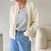 여자 바시티 시보리 지퍼 키작녀 무지 면잠바 점퍼