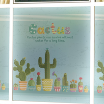 [뭉키데코] 무점착반투명시트_MSC-008_선인장 정원 02(A01_W90xH90cm), A01_W90xH90cm