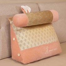 여름 돗자리 쿠션 침대 머리 쿠션 소프트백 독서 등받이 쿠션 소파 쿠션 침대 빅 쿠션 삼각 허리 쿠션 기숙사, 핑크토끼, 45X45X25Cm돗자리형식빵베드+담요1.7X1M탈착세