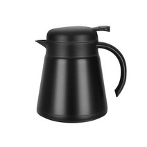 보온 보냉 주전자 800ml 304 스테인레스 스틸 열 커피 포트 이중벽 진공 절연 차 물병 손 손잡이 열 냉온수, 검은색