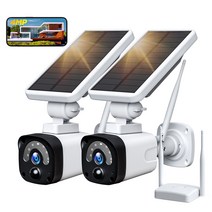 가정용CCTV 실외용 초고화질 CCTV 캠프용 태양광 발전 카메라 야외 방수 100% 가정용 무선 배터리 감시 보안 카메라 시스템 4MP, 9.AU 플러그 - 2 Cameras
