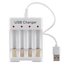 건전지충전기 니켈 수소 AA 재충전 전지용 4 슬롯 USB DC 배터리 충전기 경량 안전 내마모성, 한개옵션0