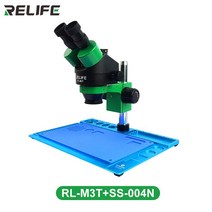 전자 생물 광학 디지털 미니 무선 현미경 RELIFE RLM3T SS004N 7X45X 줌 모바일 수리 현미경을위한 HDMI 카메라 LED 라이트가 장착 된 Trinocular 스, 110v+M3T SS004N Blue
