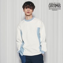 커스텀어스 커스텀어스 워싱 데님 믹스 언발란스 기장 맨투맨(화이트)