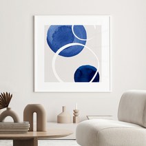 대형 정사각 추상화 그림 액자 드롭블루, 대형(100x100cm), 샴페인골드