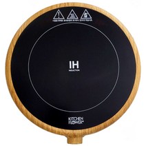 키친플라워 IH 우드 원형 인덕션 전기레인지 1구(KF-1021D)국산후라이팬 하이라이트 핫플레이트, 키친플라워 우드 원형 인덕션 1구+국산후라이팬, 자가설치