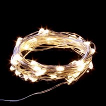 밧데리 트리전구 50구 드럼 투명선 LED 웜색(5M), 1