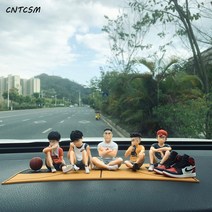 CNTCSM 슬램덩크 자동차 세트 남성 크리에이티브 카 인테리어 소품 사쿠라키 화도류천 메이플 카카 피규어, 슬램덩크 세트 5개+AJ레드블랙+패드
