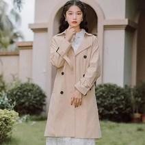 YAPOGI 트렌치코트 여 2023년 봄가을 중기장 작은키 한국계 올해 유행 chic 이른 봄 코트