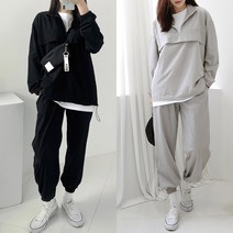 코디제이 여자 세트 스트링아노락세트 긴팔세트 아노락 집업 조거바지 상하의세트 바람막이 오버핏 스트링 집업 빅사이즈 데일리룩