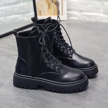 여성 레이스업 아웃솔 통굽 워커 부츠