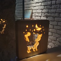 LED 조명 무드등 수유등 원목 인테리어 취침등 3D 감성, 고양이