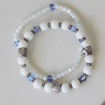 셀러허브 패션 [키치아일랜드] 1 x 2개 세트팔찌 부엉이 크리스탈 원석 팔찌