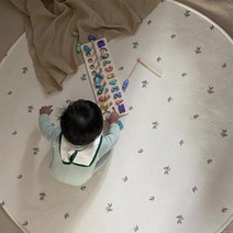 올리브꽃 무늬 인테리어 원형 매트 카페트 러그 A1