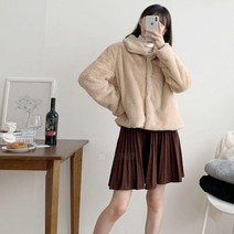 여자 퍼카라 에코밍크 무지 숏자켓