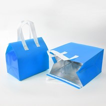 부직포 알루미늄 호일 보온백 바베큐 케이터링 겉포장봉투 디저트 케이크 밀크티 핸드백 도톰, 스카이블루(500개), 21*11*26(더블컵)