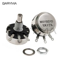 가변 저항WX110 (010) 6mm 원형 금속 샤프트 단일 회전 와이어 저항 권선 전위차계 100R 220R 470R 1K 2K2, 07 1 천개 옴