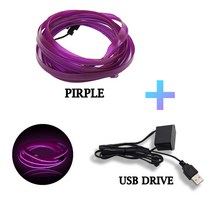 자동차 실내 인테리어 무드등 조명 자동차 인테리어 조명 LED 스트립 장식 화환 와이어 로프 튜브 라인 유, 08 purple-usb_01 1M