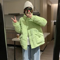 코튼 다운 자켓 버클 패딩 롱 소매 여성용 스타일 작은 겨울