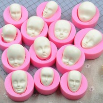 인형 얼굴 실리콘 몰드 만화 머리 설탕 터닝 몰드 DIY 케이크 장식 도구 클레이 초콜릿 과자 몰드 13 개, 01 13-piece suit