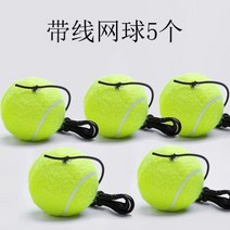 테니스공 초보자 테니스 탄력있는 개인 볼훌련 선이달린 셀프연습 매직 헬스 1인 플레이, T04-5개 선이달린 테니스(부가 1