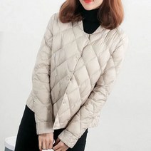 Crzen여자 경량 패딩 숏 깅엄 솜옷 23M809