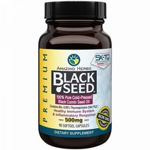 어메이징 허브 프리미엄 블랙 씨드 오일 100% 순수 냉압착 500 MG 90 소프트젤