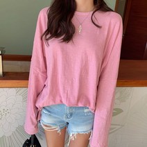 컬러 무지 루즈핏 긴팔 티셔츠 남여공용 TP17895M